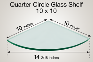 Glass Tile and Stone - 10" Quarter Round Glass Shelf