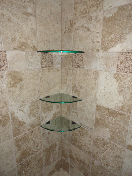 Glass Tile and Stone - 10" Quarter Round Glass Shelf