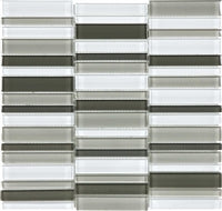 Virginia Tile - Studio Glass Blend - Contrast Blend Straight Stacked Mosaic - Sheet Size 12" x 12"