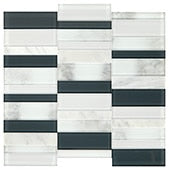 Daltile - SimplyStick Mosaix - Carrara-White-and-glass-Blend - Straight Joint