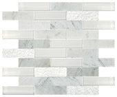 Daltile - SimplyStick Mosaix - Carrara-White-and-glass-Blend - Brick Joint